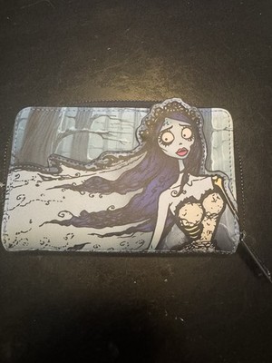 Loungefly Disney Corpse Bride Medium Wallet Zip Around Gray Black White