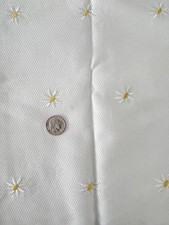 Daisy Flower Sewing Fabric Piece White On White Cotton 59" x 21"