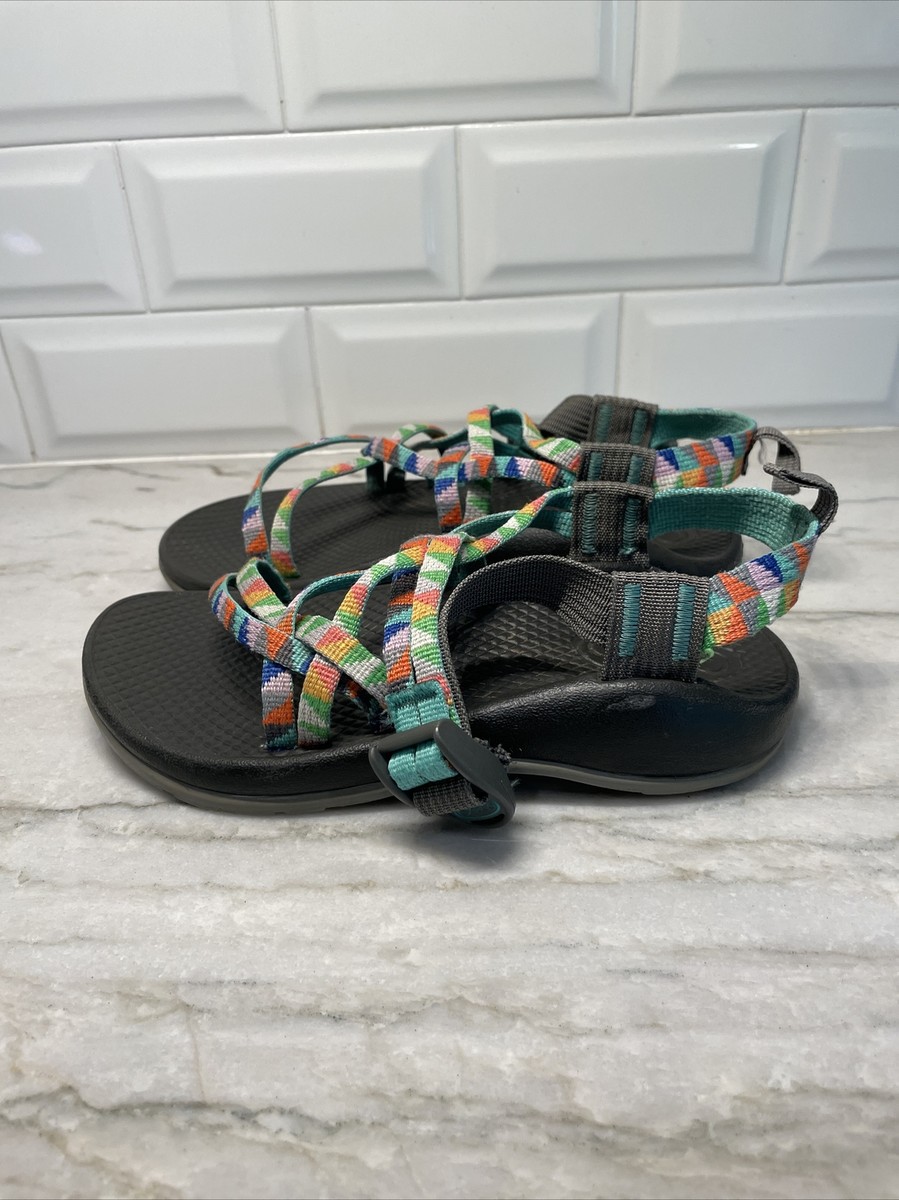 Chaco Girl ZX1 Sz 2 Ecotread Geometric Multicolor Open Toe Buckle