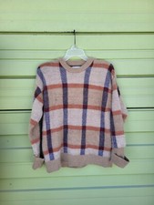 Zara Kids Girl Beige BLUE RED KNIT WARM SWEATER Size 11 12 Years 2083A DEFECT