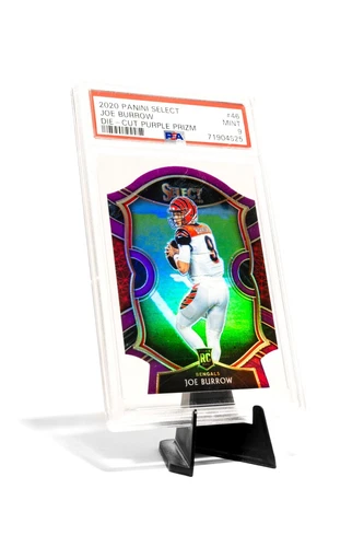 2020 Panini Select Joe Burrow Die-Cut Purple Prizm Rookie RC #46 PSA Mint 9