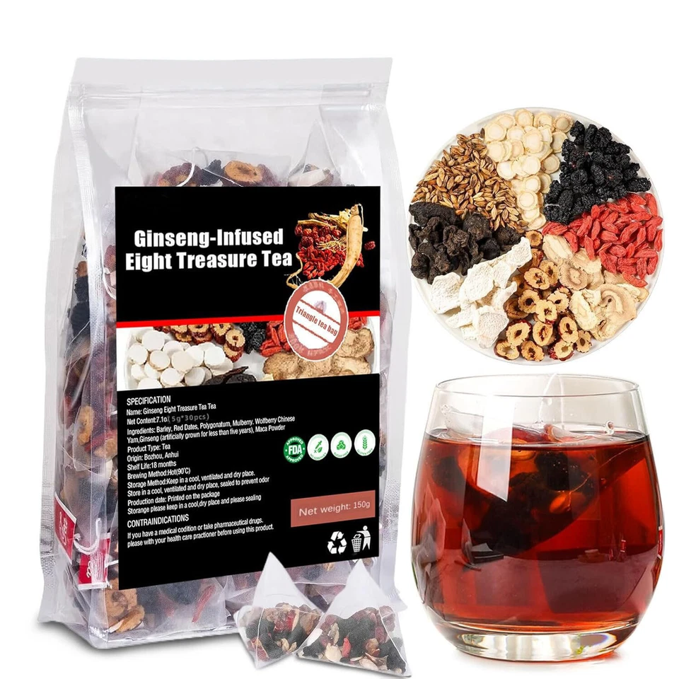 5 chás de oito tesouros com infusão de ginseng rim ginseng amora saúde - Imagem 4 de 4