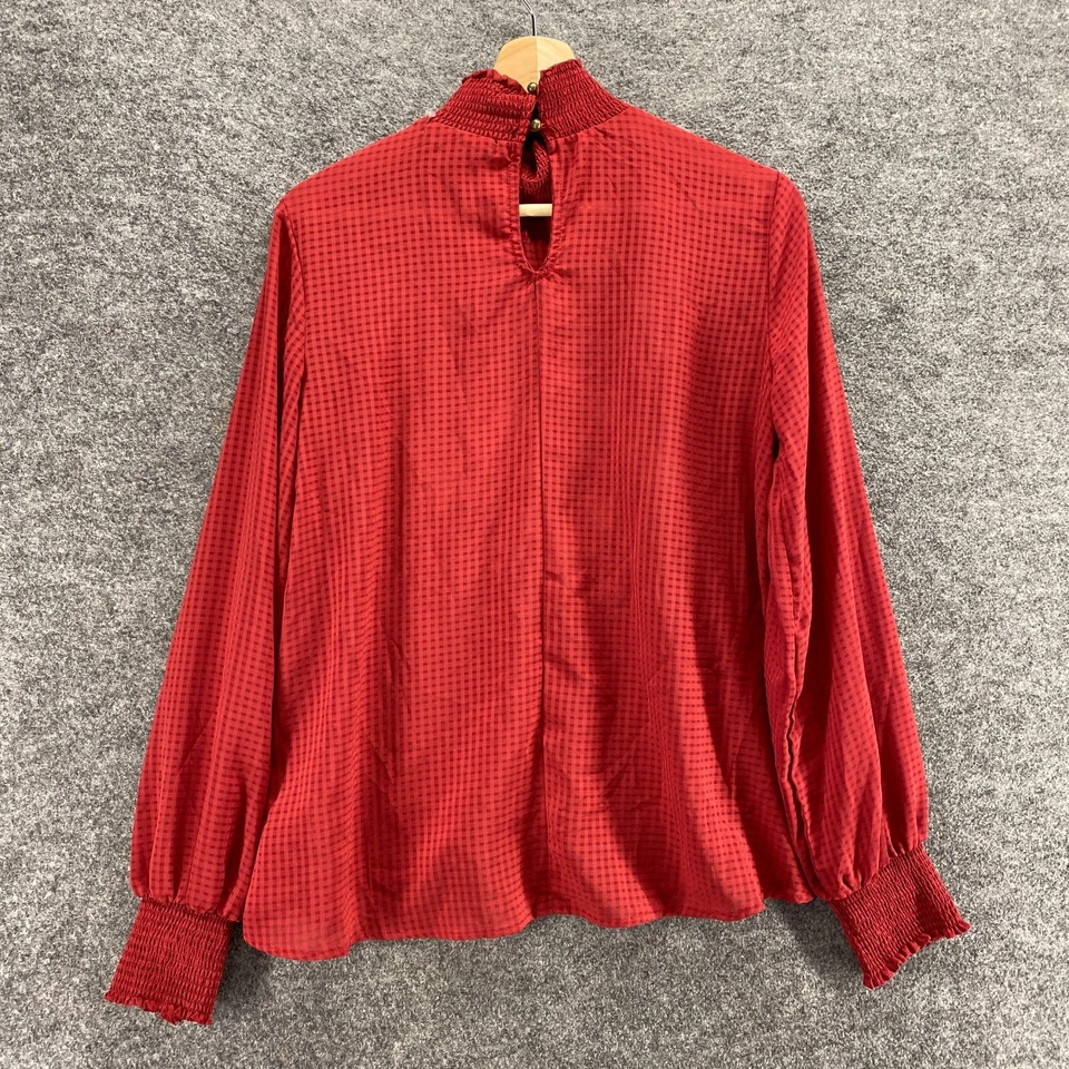 Soulmates блузка женщин M средний красный цветочный вышитый высокий воротник длинным рукавом - Изображение 2 из 4