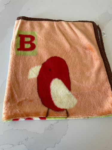 Cocalo Bay Baby Boy Blanket ABC Bird Giraffe Brown Trim - Picture 4 of 6