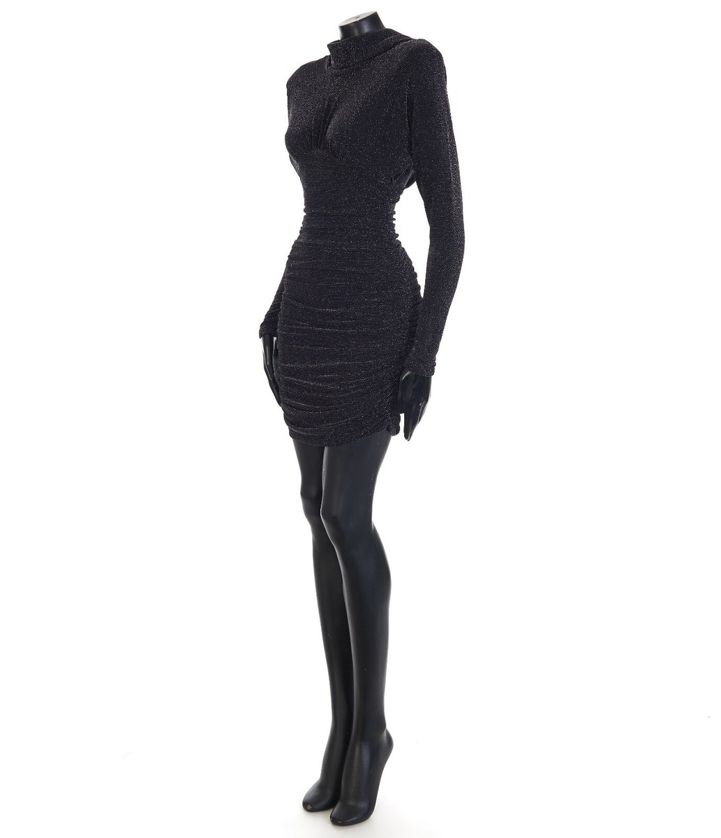 SAINT LAURENT 2690$ Short Black Mini Dress - Lurex Jersey SAINT LAURENT 2690$ Short Black Mini Dress - Lurex Jersey