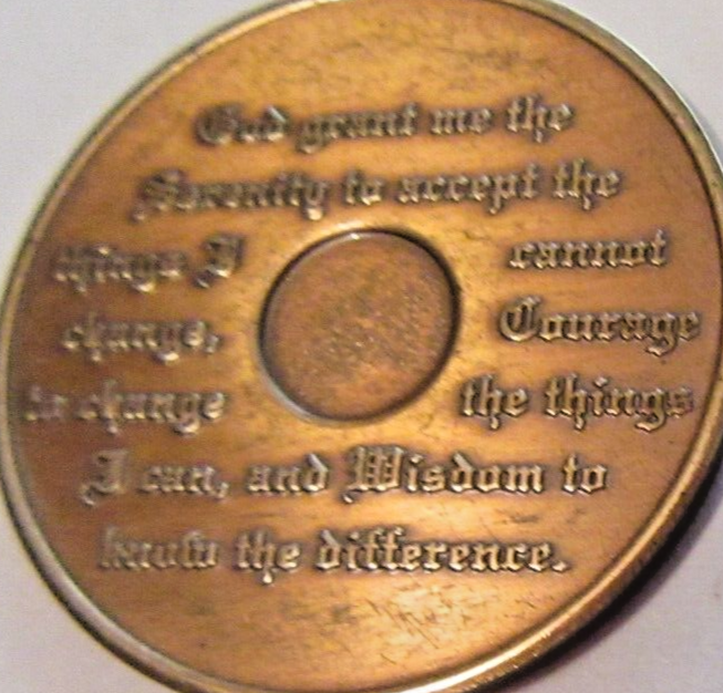 Alcoholics Anonymous AA 45 Year Bronze Medallion Chip Coin Token ...