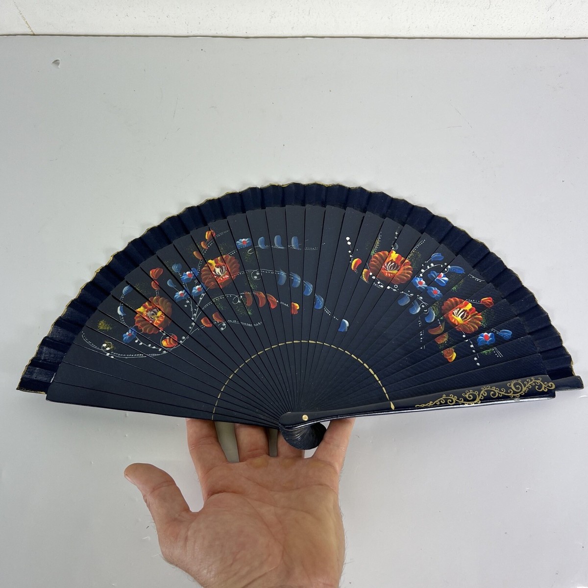 Ventaglio Pieghevole Vintage Donna In Pizzo Nero | Fatto A Mano, Portatile, Ideale Per Matrimoni E Balli