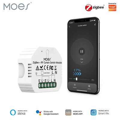 MOES ZigBee RF433 Smart Rolladenschalter Modul Jalousien Zeitschaltuhr Alexa APP