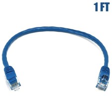 1FT Cat5E RJ45 Ethernet LAN Network UTP Patch Cable Copper Wire Gold 24AWG Blue