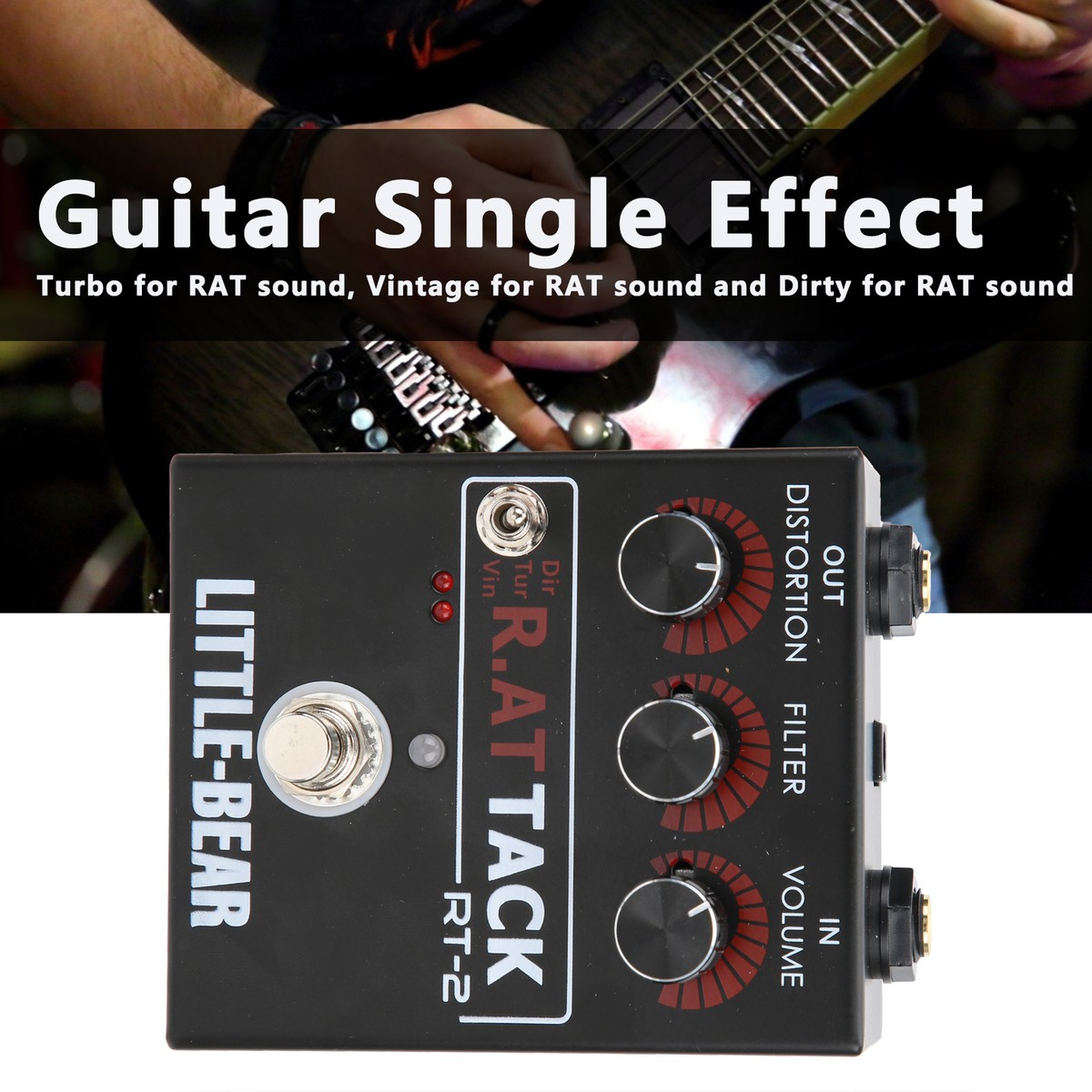 Guitar Distortion Effector Electric 3‑Level For RAT Single