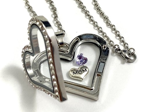 Birthstone Floater Faceted Crystal Heart Floating Charm 5mm Glass Locket Jewelry - Picture 10 of 14