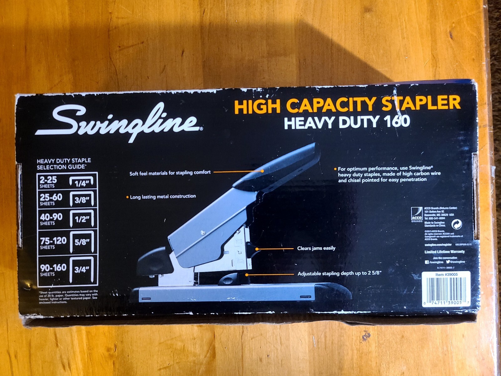 Swingline Heavy Duty Stapler, 160 Sheet High Capacity, Black/Gray