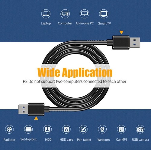 USB 3.0 A Male to A Male Cable Data Transfer Super Speed Power Charger Metal 6FT - Photo 7/11