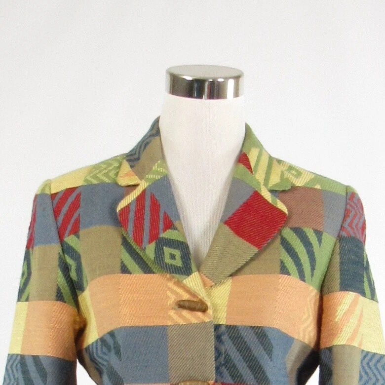 Chaqueta Blazer DONCASTER Manga Larga Azul Melocotón Rojo Geométrico 2 Foto 2 de 4