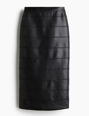 H&M Women  Coated Pencil Vegan Black Leather Skirt  NWT Size 14