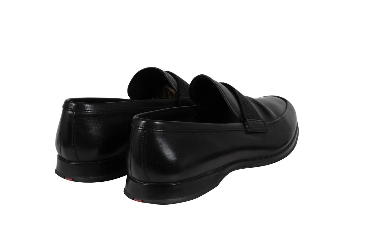 Prada Loafers Size US8.5 UK7.5 Black Leather Sport Rubber