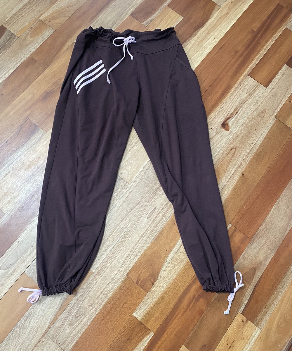 VINTAGE WOMENS ADIDAS CLIMA365 BROWN PINK PANTS W LACE BOW TRIM