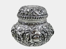 GORGEOUS ANTIQUE BALTIMORE STIEFF STERLING SILVER TEA CADDY Hand Chased Repousse