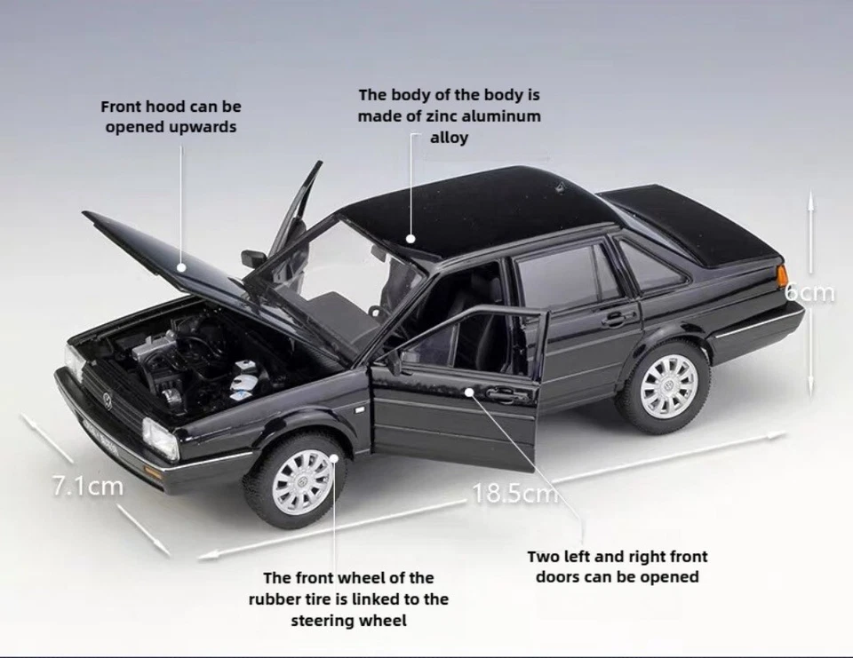 Volkswagen VW Santana escala 1:24 blanco y negro modelo de coche juguetes adorno IDEA DE REGALO Foto 3 de 4