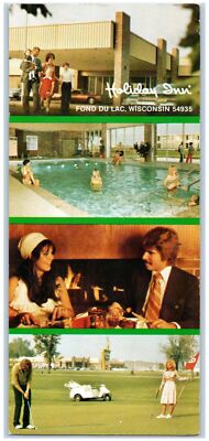 Fond Du Lac Wisconsin WI Postcard Oversized Holiday Inn Pool Golf c1960s Cars
