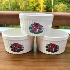 Vintage Mount Clemons Pottery “Rose” Ramekins (Set of 3) Made in Japan