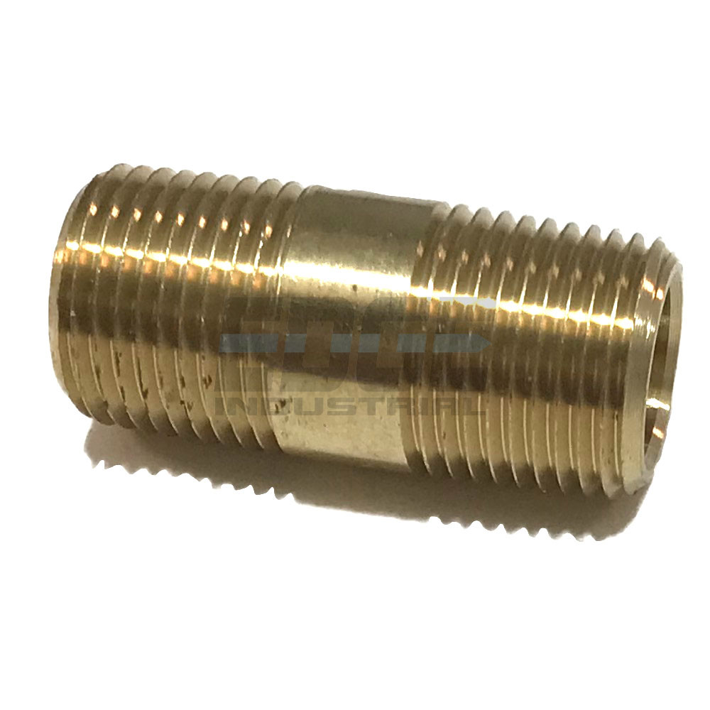 BRASS NIPPLE 3/8" X 3/8", 1-1/2" LENGTH, MALE NPT MNPT FUEL/AIR/WOG