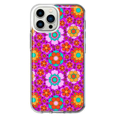 Mundaze Case for Apple iPhone 12 Pro/12 Cover Groovy Cute Pink Flowers