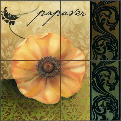 Poppy Tile Backsplash Louise Montillio Flower Art Ceramic Mural OB-LM66b