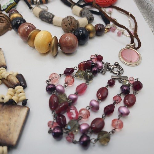 Vintage Boho Eclectic Jewelry Lot Tribal Glass Bead Wearable Earth Tone Hippy - Picture 16 of 22