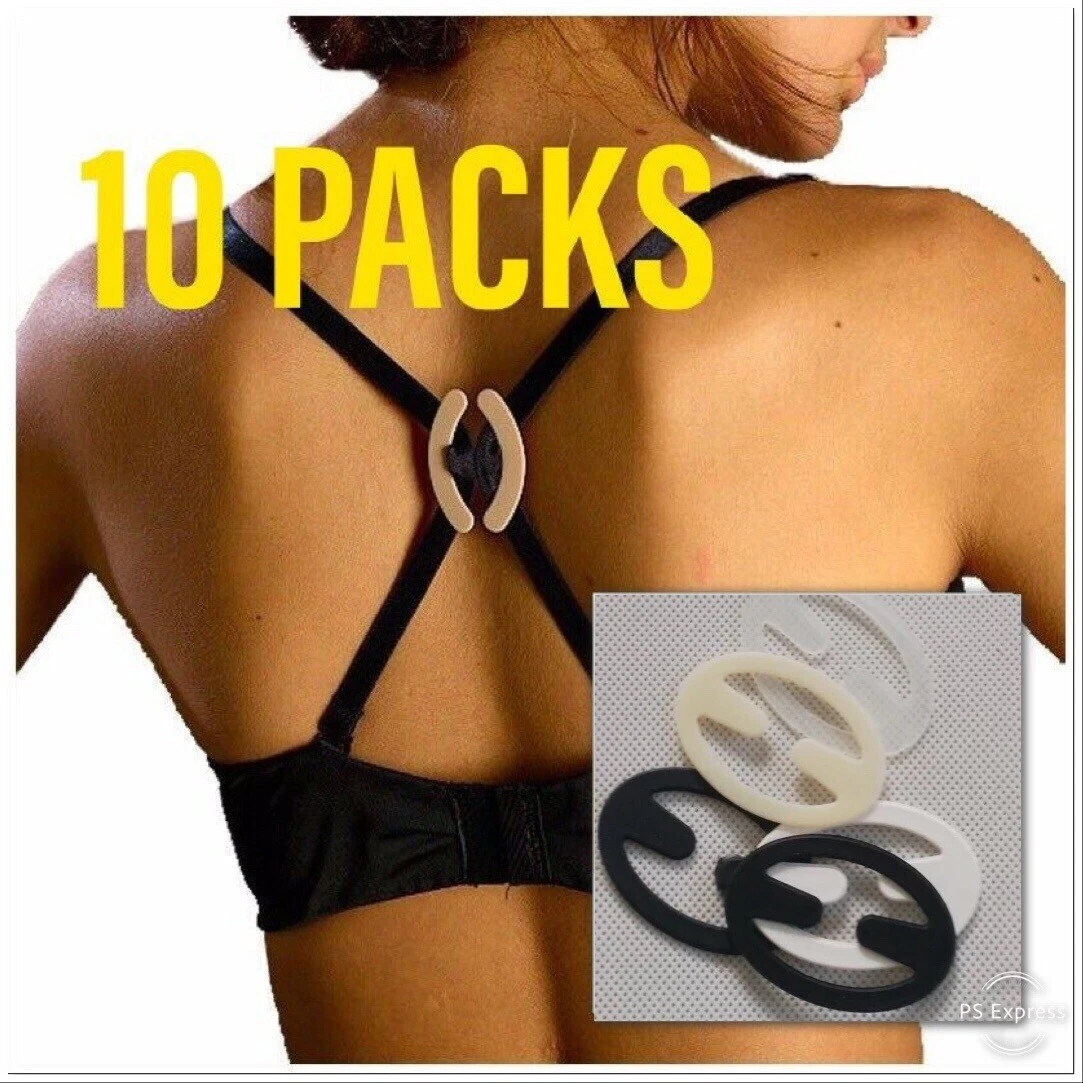 10 PACK Bra Strap Cleavage Control Sports Racerback Running Clasp Holder  Clips