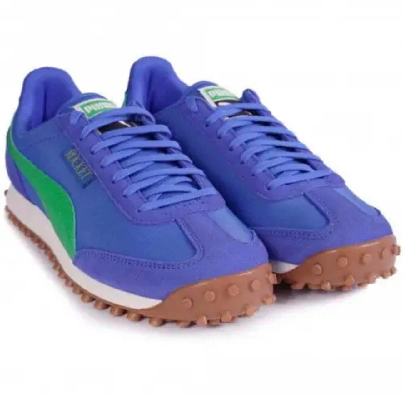 Scarpe da ginnastica Puma Rocket blu e verde mattone taglia UK 13 EU 48 NUOVE CONSEGNA GRATUITA