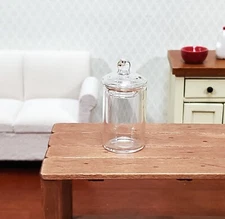 Dollhouse Candy Jar Glass Lid Tall Wide 1:6 Scale for Miniature Kitchen or Shop