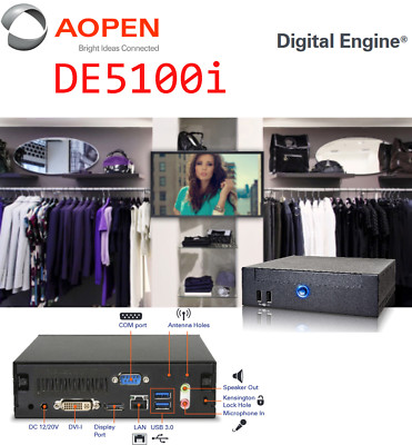 MINI COMPUTER AOPEN DE5100i MIT i3 INTEL CPU 4GB RAM 320GB SATA USB 3.0 RS-232
