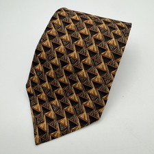 Ermenegildo Zegna Tie Mens One Size Brown Geometric Silk Made In Italy Necktie