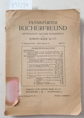 Frankfurter Bücherfreund : Mitteilungen aus dem Antiquariat von Joseph B 1897284