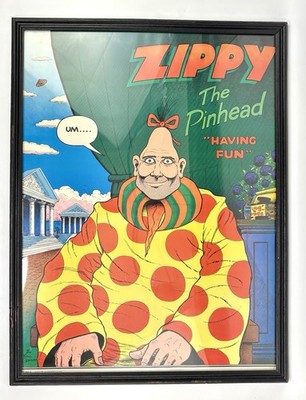 Vtg 1978 Zippy The Pinhead ''Having Fun'' Poster Framed 18x24 RARE Comic Beatnik