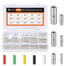 307PCS-Red Copper Non Insulated Butt Connectors Kits with Heat Shrink,22-6 AW...