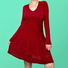 Vintage Y2K Max Studio Red Ribbed Knit Sweate...
