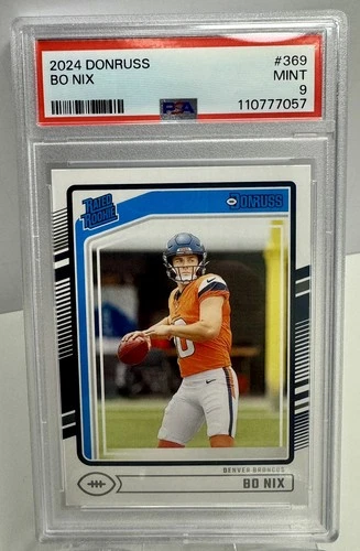 2024 Panini Donruss Bo Nix Rated Rookie RC #369 PSA 9 Mint DENVER BRONCOS