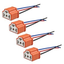 4 PCS H4 HB2 9003 Wiring Harness Headlight Socket, 16AWG Ceramic Car Fog Orange