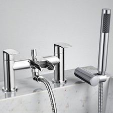 Bath Mixer Tap Bathroom Waterfall Taps Handheld Shower Head Deck Mount Chrome