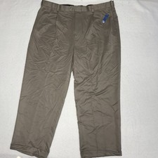 Pantalone Croft & Barrow uomo 46x29 kaki vestibilità classica plissettato facile cura elasticizzato nuovo con etichette
