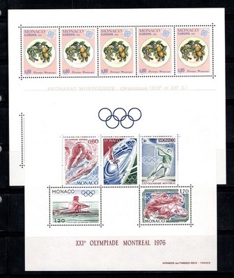 Monaco 1976 Mi. Bl. 9-10 Bogen 100% postfrisch ** Europa cept, Olympische Spiele