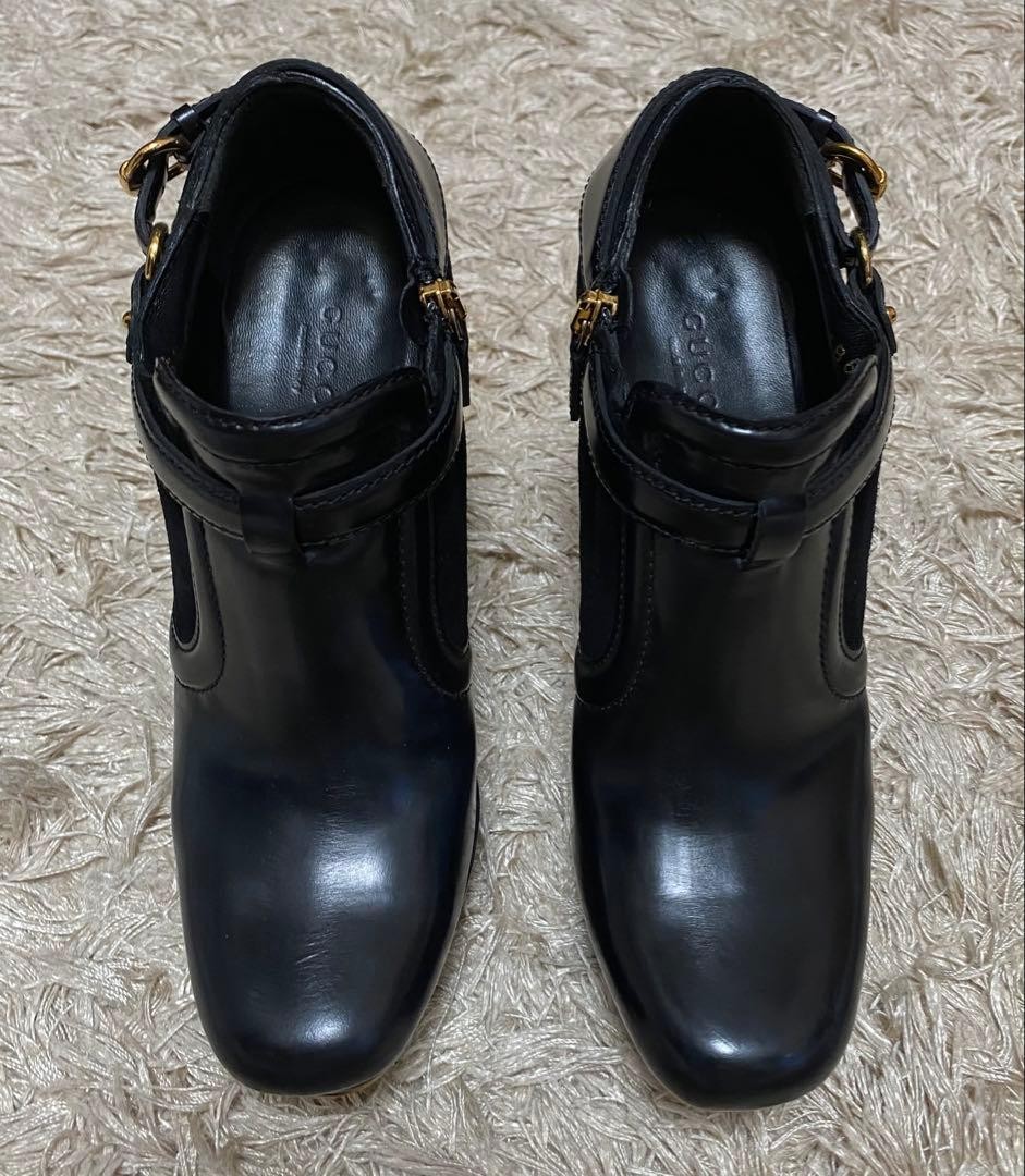 GUCCI Bootie Boots Shoes EU 35.5 US 5.5 Leather Black Authentic thumbnail 4