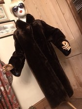 VINTAGE BEAVER LAMB LONG COAT SHEEPSKIN 14 !6 WARM WINTER LUXURIOUS FUR GLAMOUR