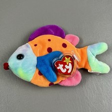 TY Lips The Fish Beanie Baby 1999 Plush Toy Stuffed Animal MWMT Multicolor