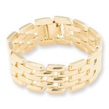 Bellezza 18K GOLD over Bronze 5-Row Stampato Panther-Link Chain Bracelet Med