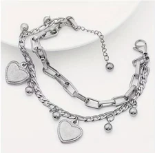 BRIGHTON BEACH  Elegant Stainless Steel Double Layer Love Punk Style Bracelet