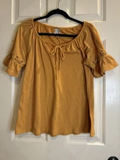 Naïf Women's Blouse Mustard Yellow Short Sleeve Size Large