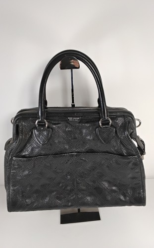 Marc Jacobs Black Leather Top Handle Bag Made in Italy Pouches Flaw - Picture 2 of 24